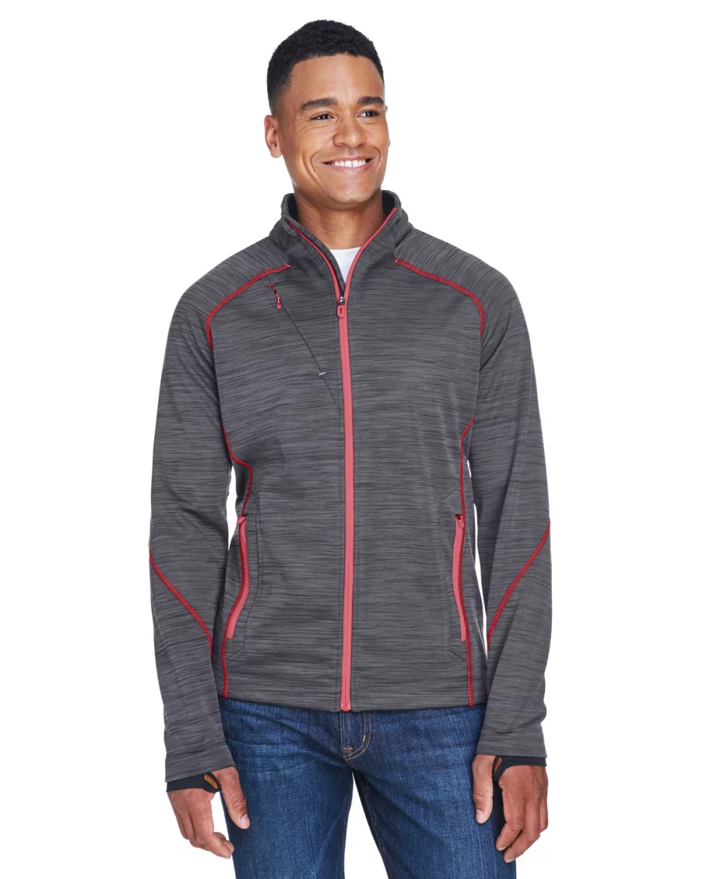 NORTH END SPORT RED Men's Flux M?lange Bonded Fleece Jacket