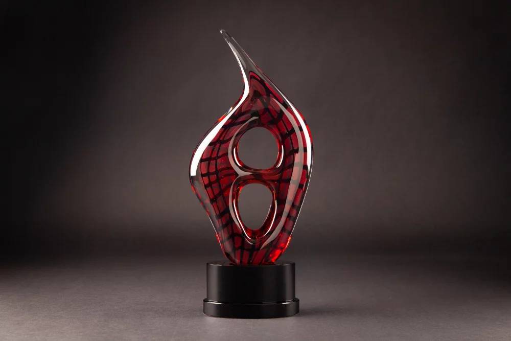 Basilla Art Glass Sculpture with Base