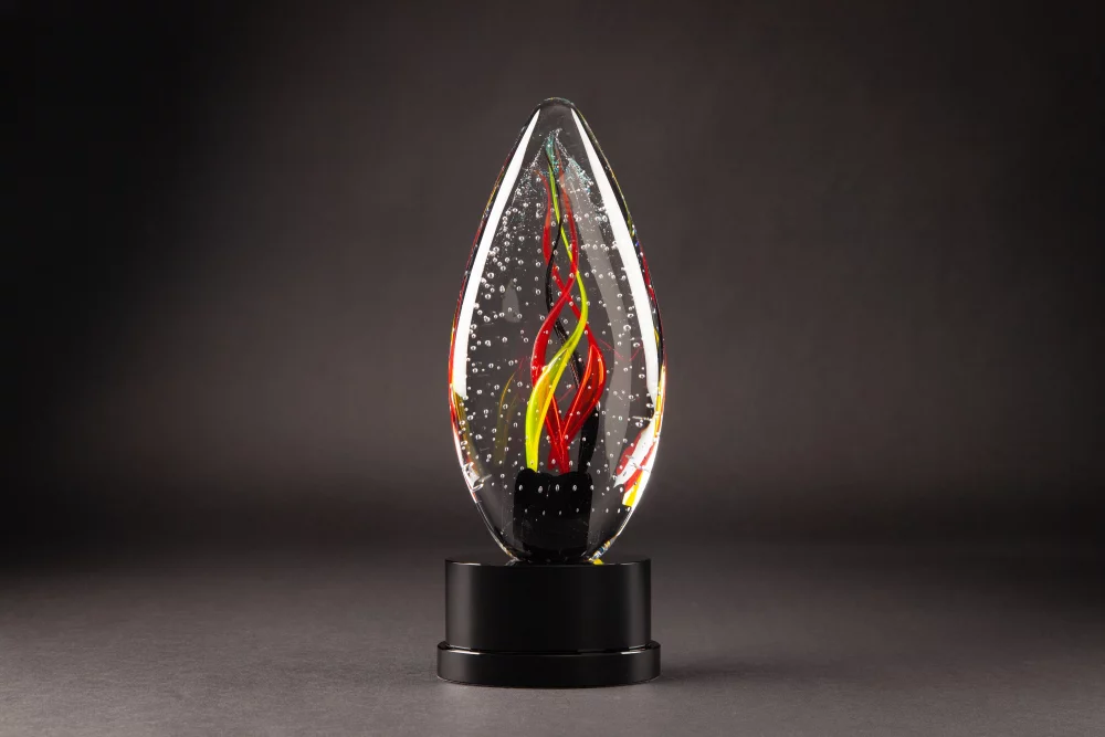 Sculpture en verre d'art Borgimo avec base