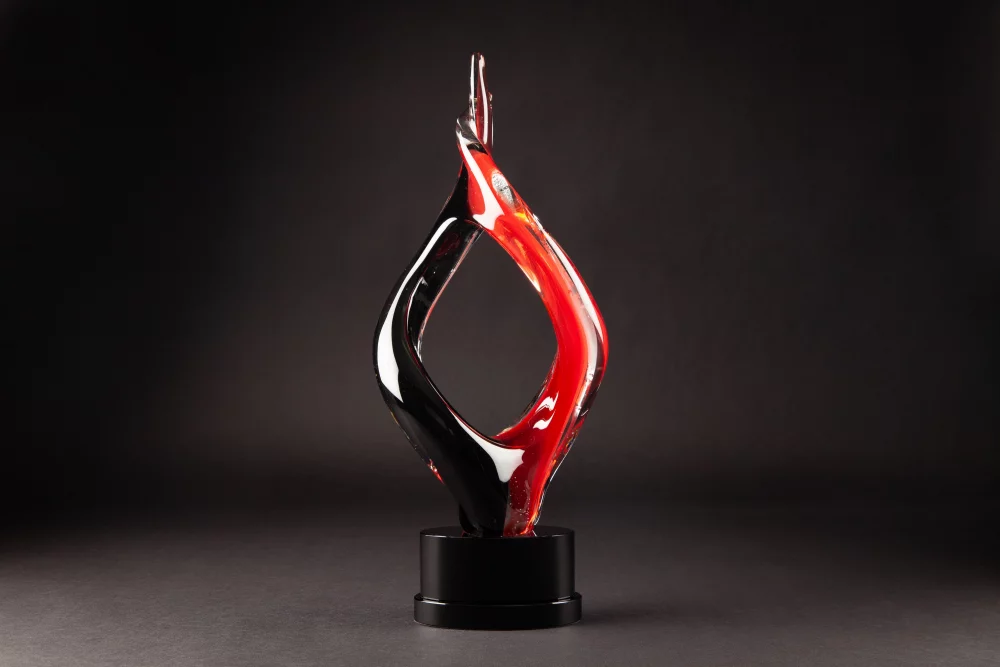 Elibeau Art Glass Sculpture with Base