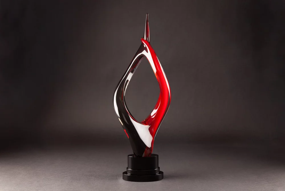 Elibeau Art Glass Sculpture with Base
