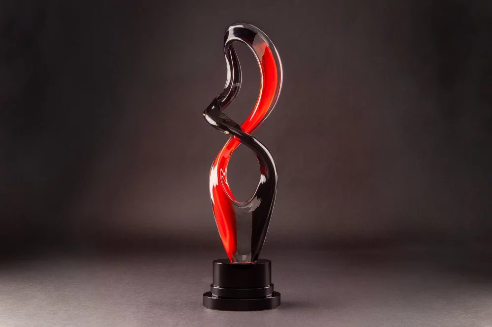 Sculpture en verre d'art Maldia avec base