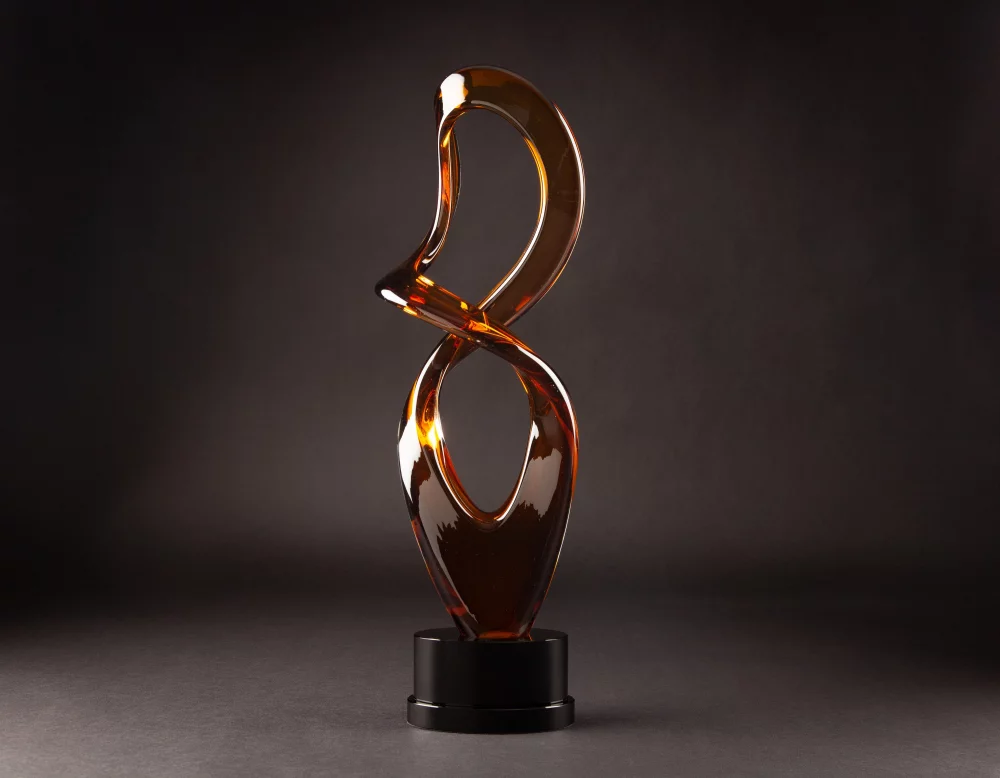 Maldia Gold Art Glass Sculpture with Base