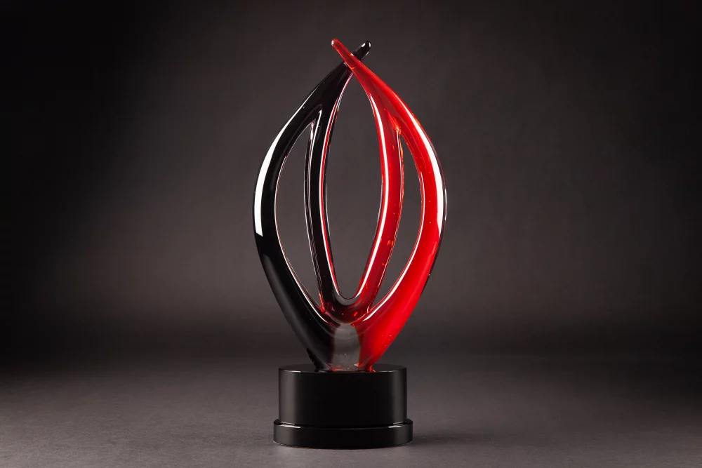 Sculpture en verre d'art Palarno avec base