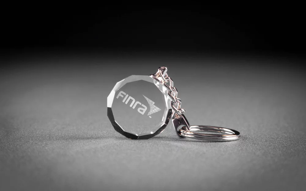Porte-clés en cristal en forme de cercle 1 1/4 x 1/2"