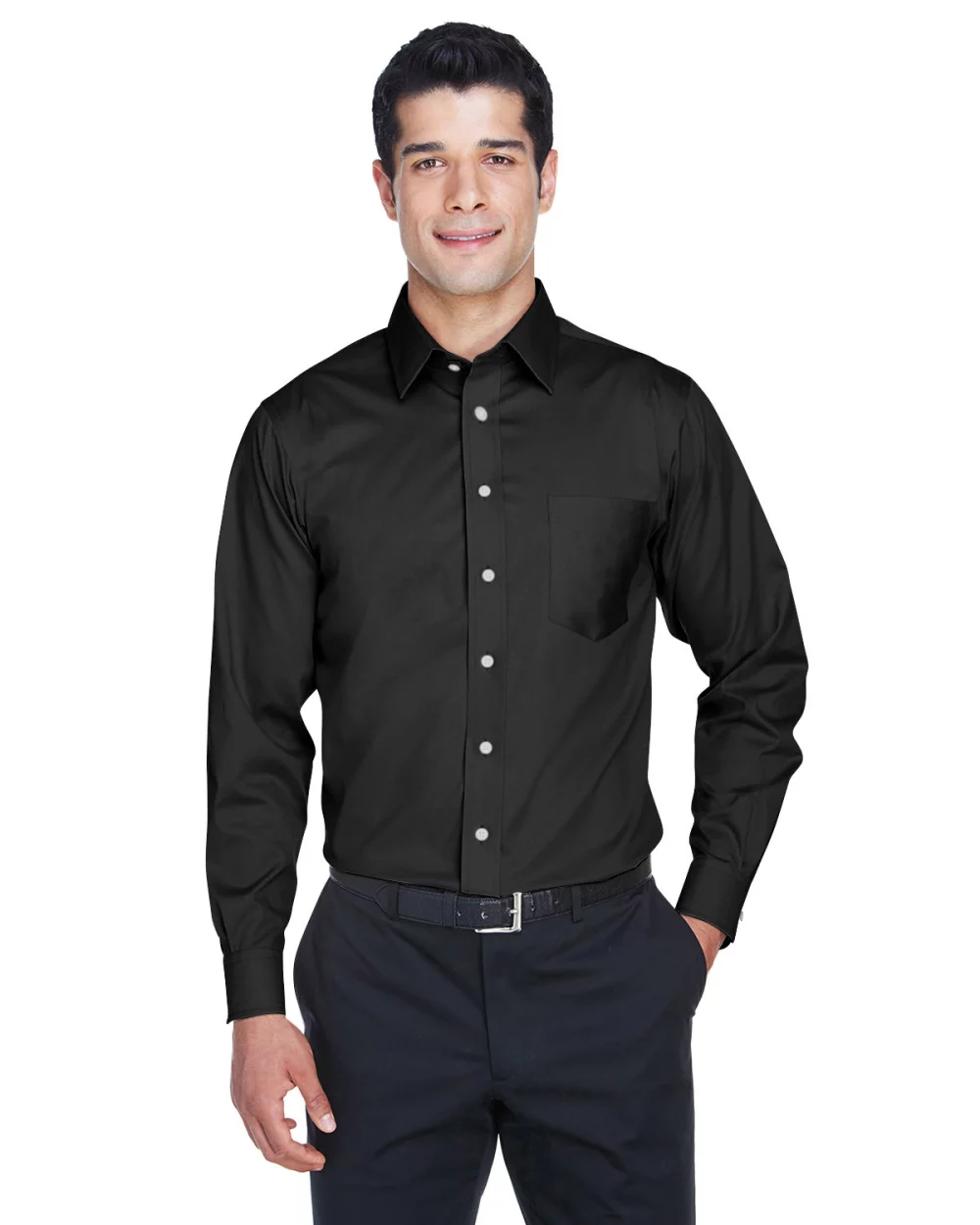 Chemise tissée en sergé extensible solide de la collection Crown pour hommes de DEVON AND JONES.