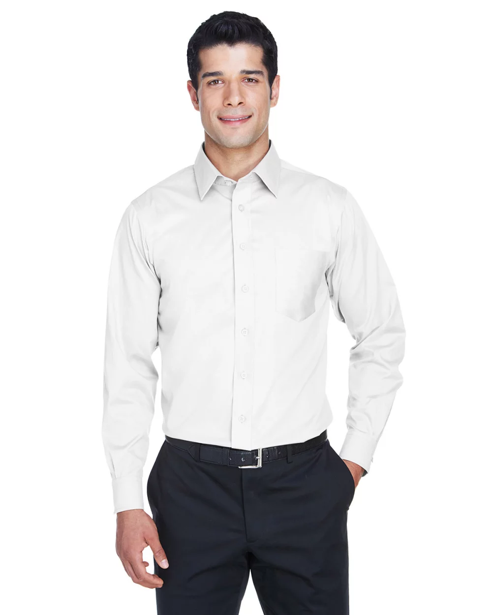 Chemise tissée en sergé extensible solide de la collection Crown pour hommes de DEVON AND JONES.