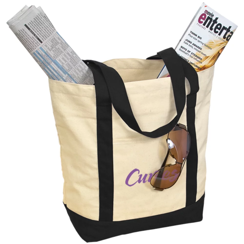 12 oz. Two-Tone Zippered Cotton Tote Bag