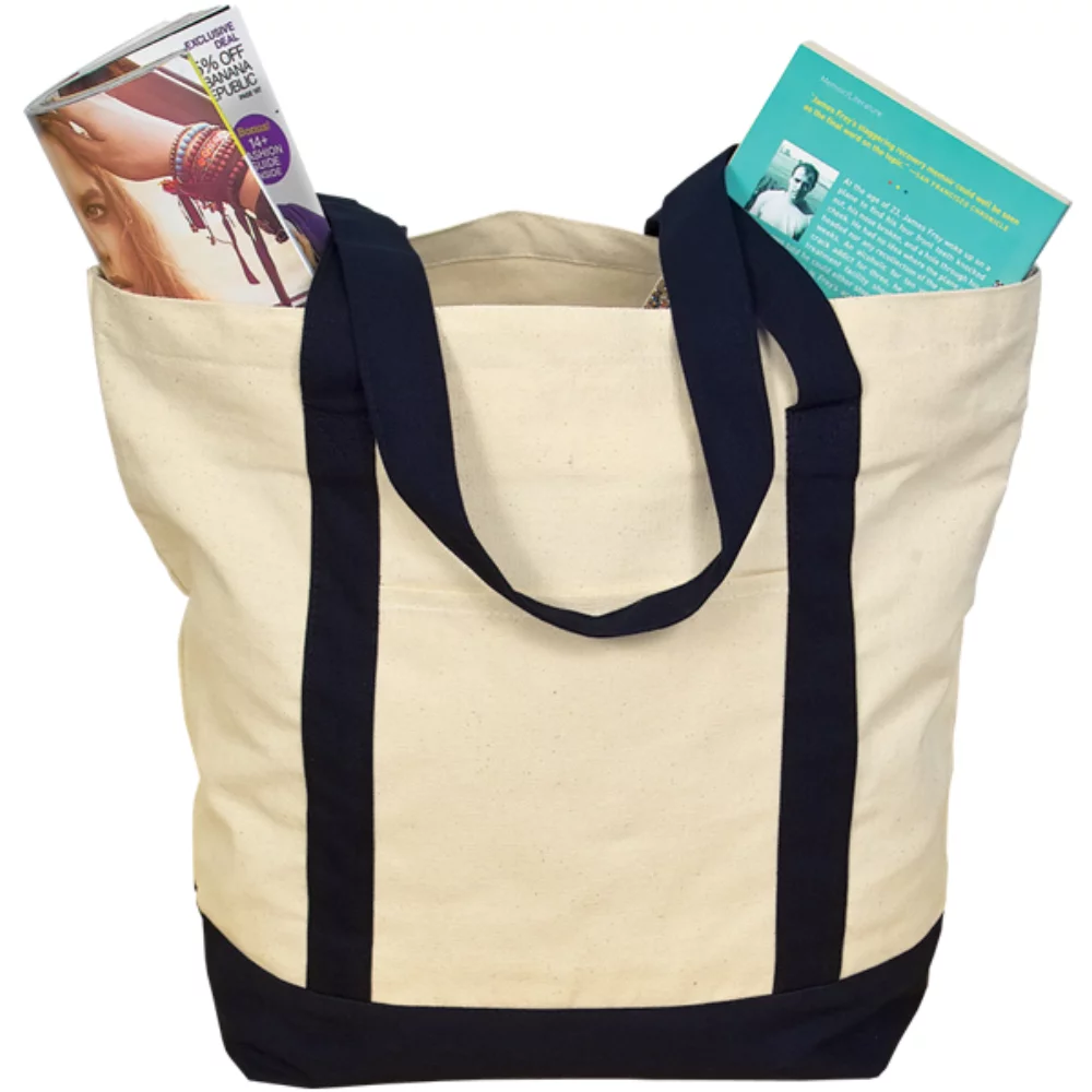 12 oz. Two-Tone Zippered Cotton Tote Bag