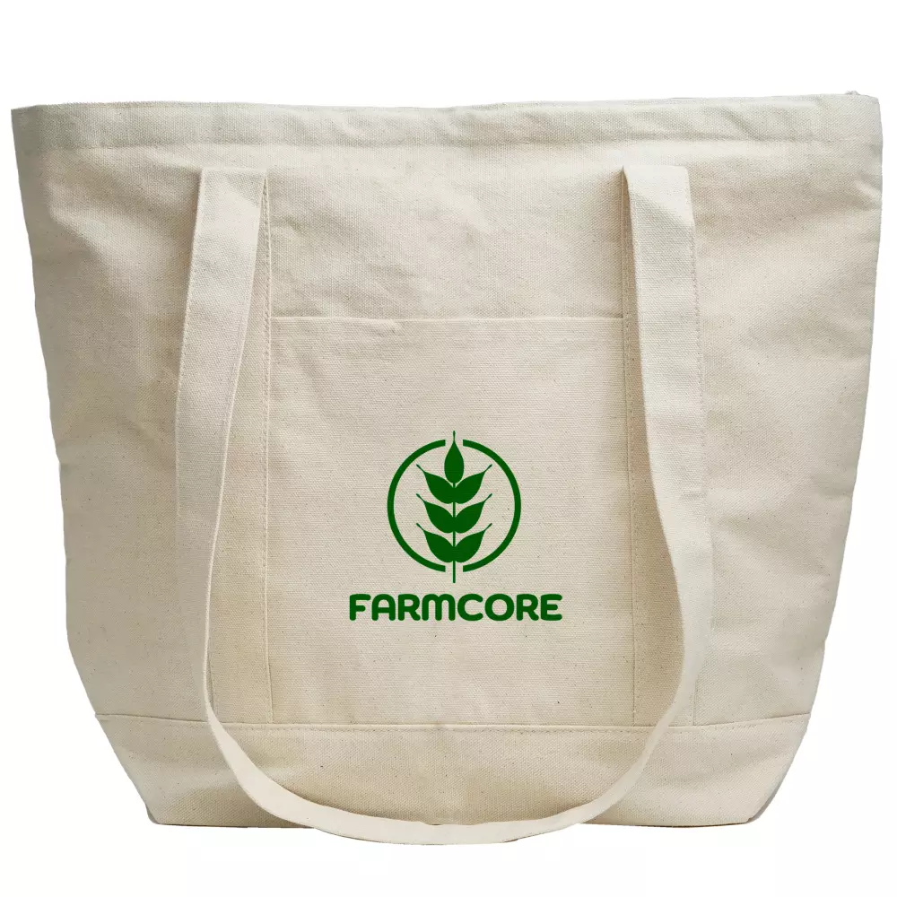 Sac fourre-tout en coton bicolore zippé de 12 oz.