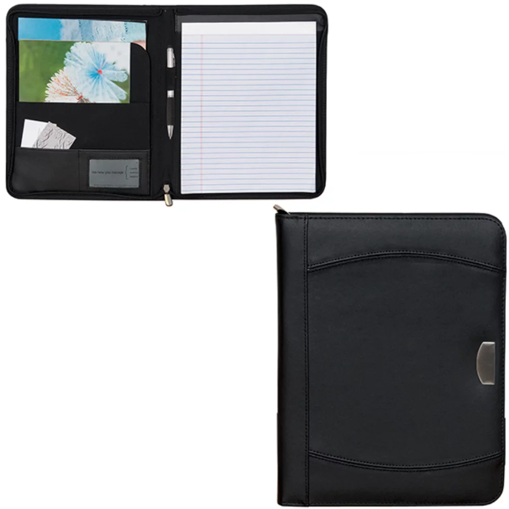Portfolio de bloc-notes à fermeture éclair noire