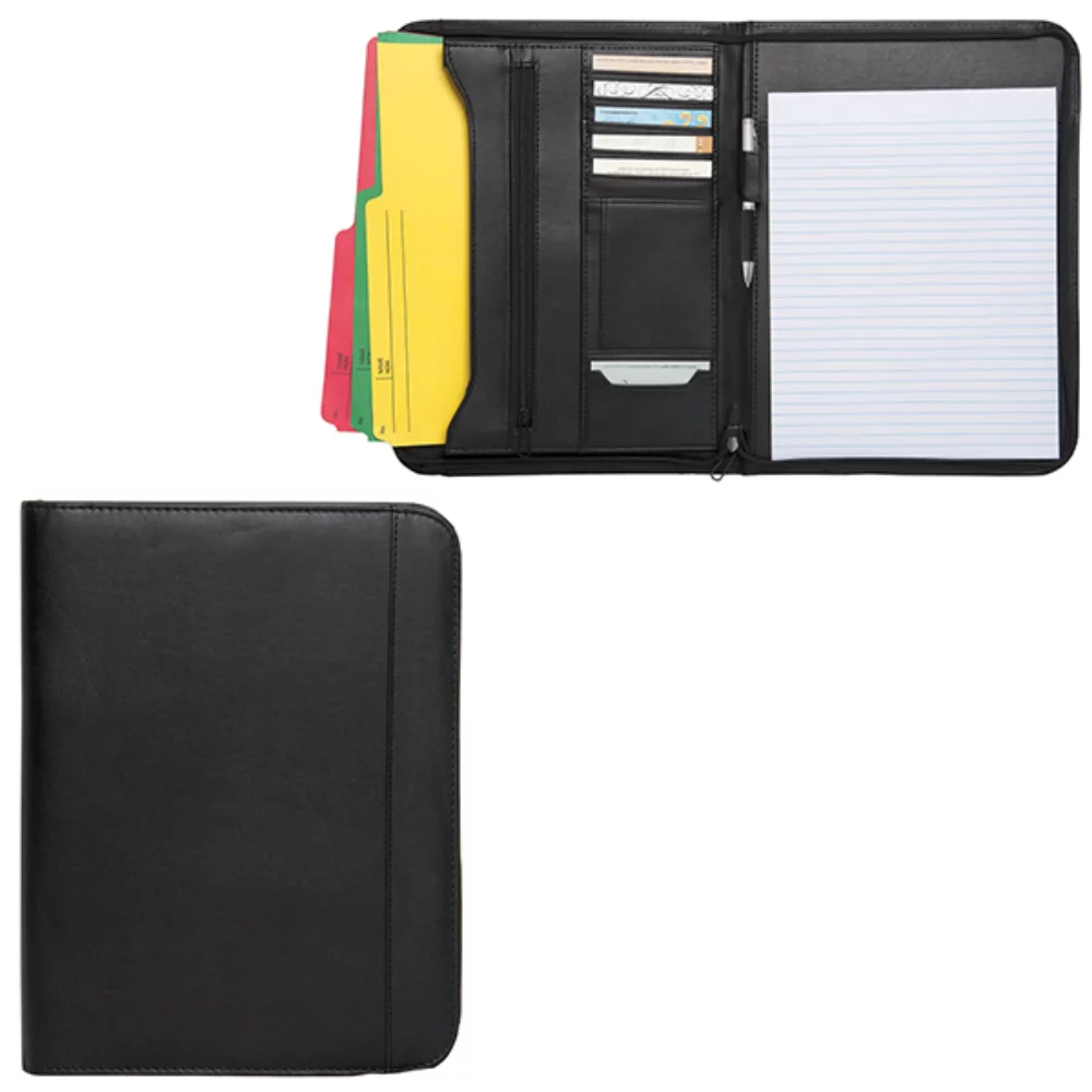 Zippered Notepad Portfolio: Simulated Leather