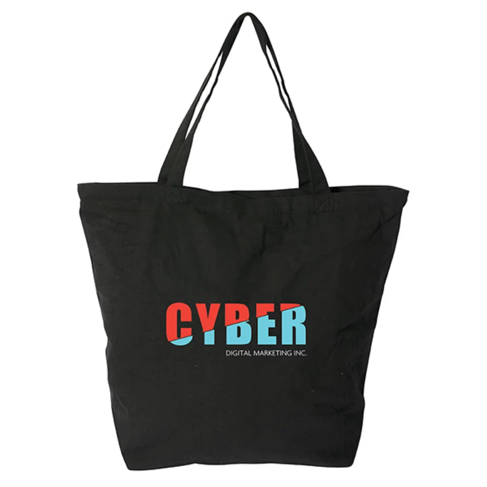 Sac fourre-tout en coton Vineu de 12 oz avec fermeture éclair