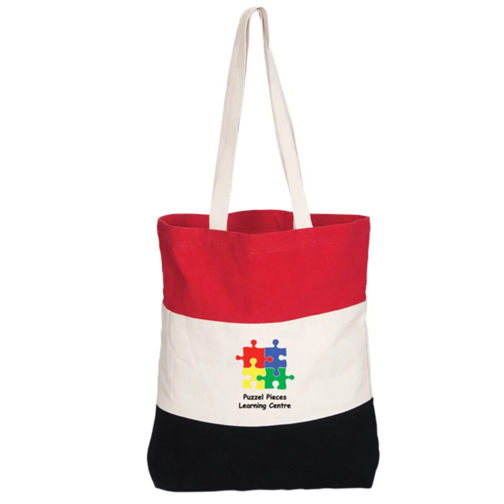 Sac fourre-tout en coton tricolore