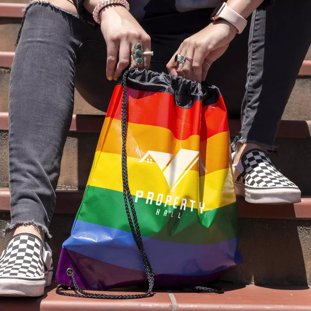 Jumbo Rainbow Drawstring Backpack