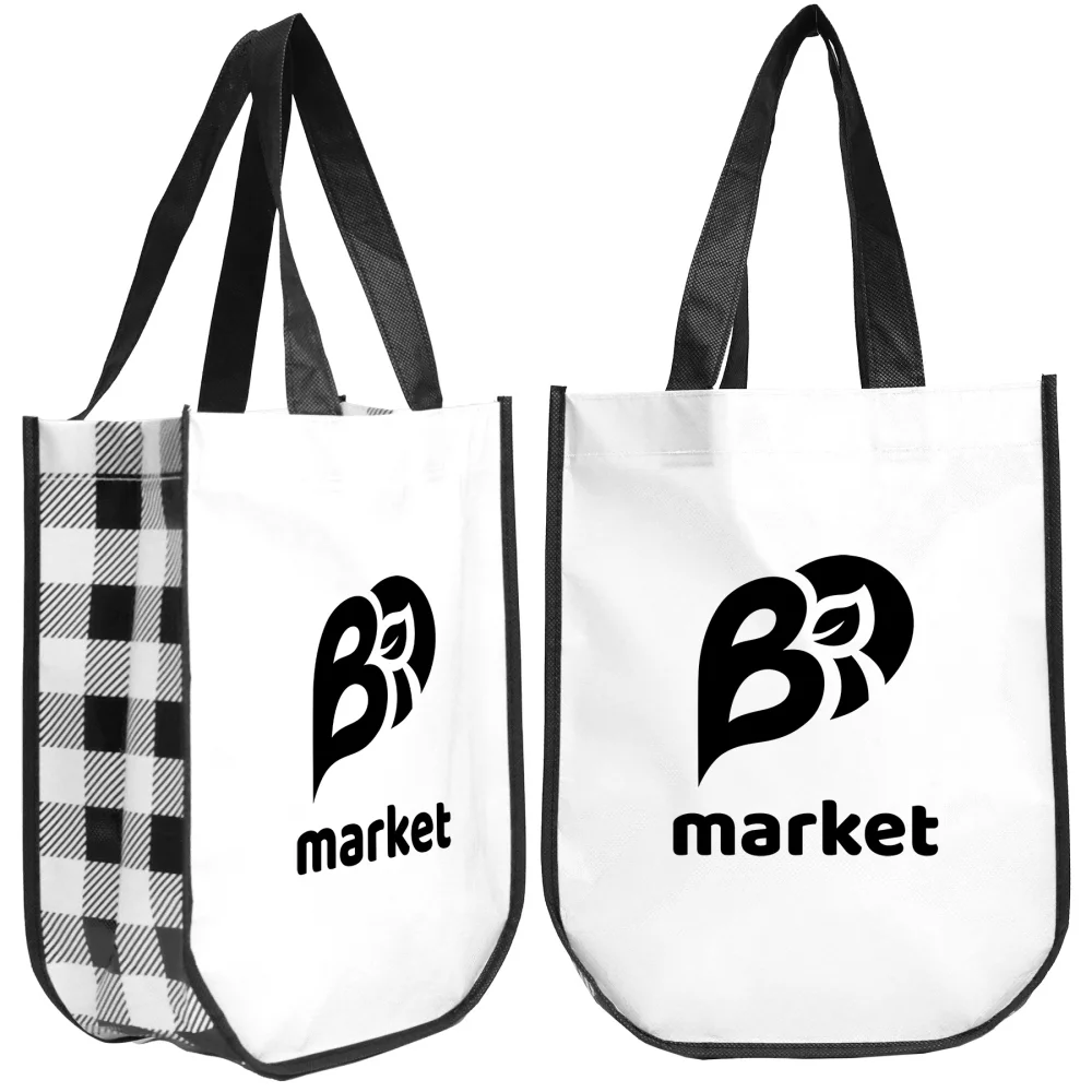 Sac fourre-tout de mode laminé à motif de carreaux de bûcheron