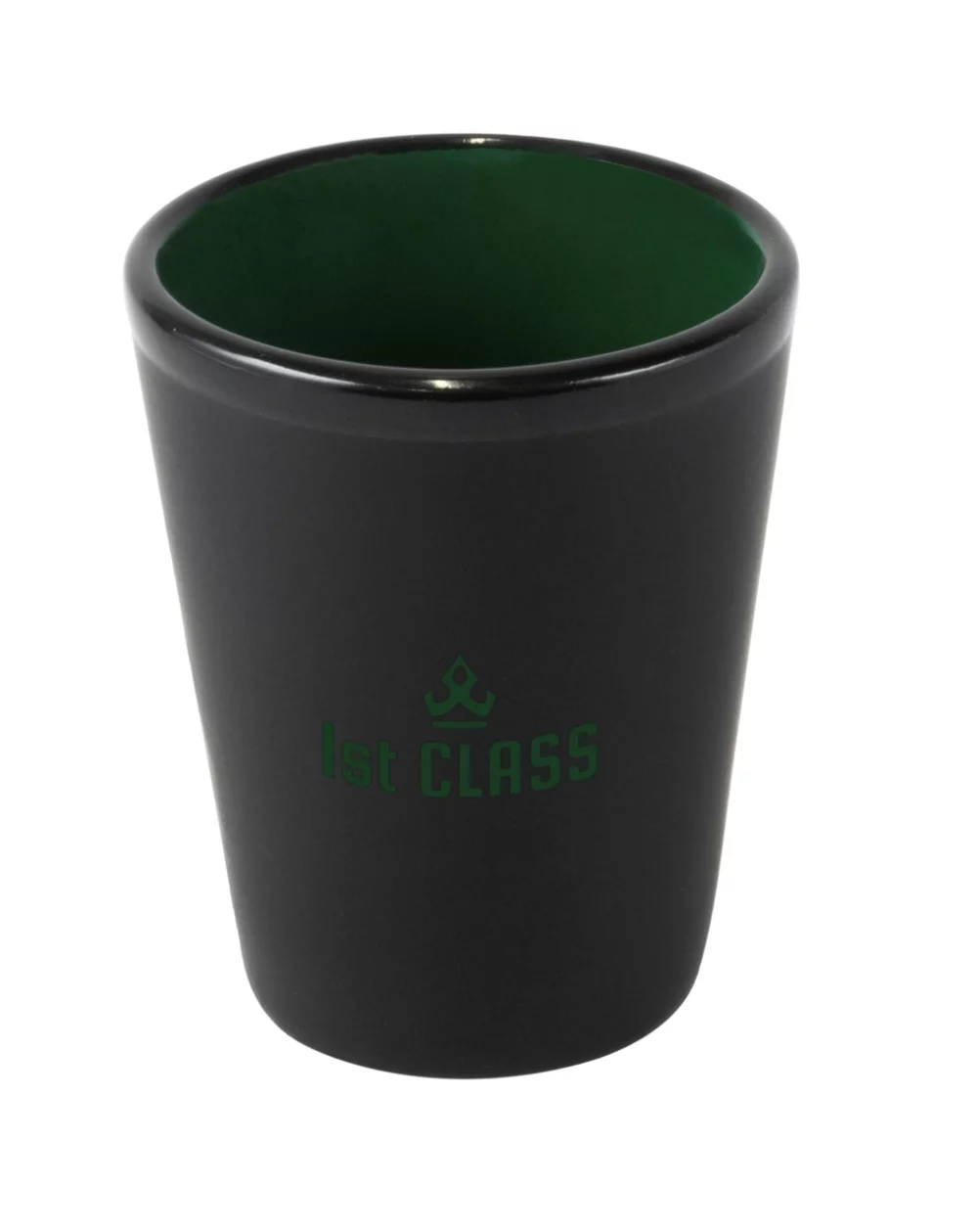 *Mug Shots 1.5oz 2tone black/dark green ceramic shot glass