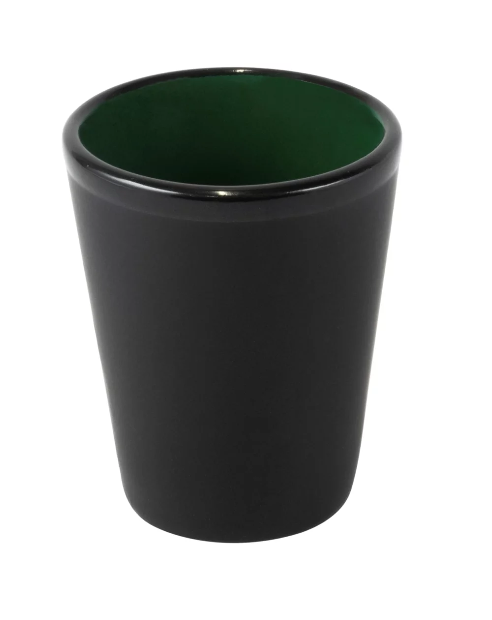 *Mug Shots 1.5oz 2tone black/dark green ceramic shot glass