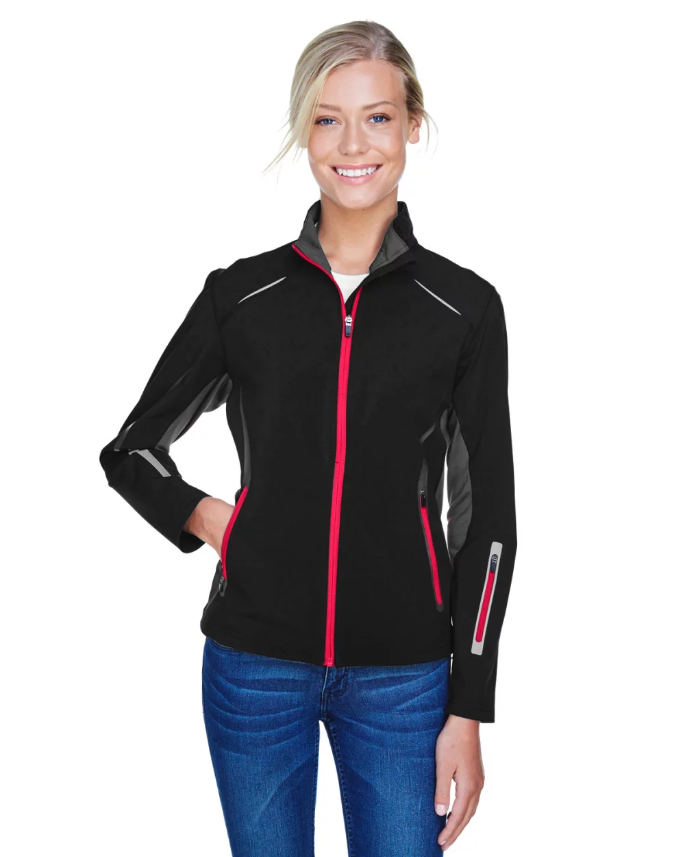 Veste hybride en trois couches Pursuit de NORTH END SPORT RED pour dames avec liaison légère et laser.