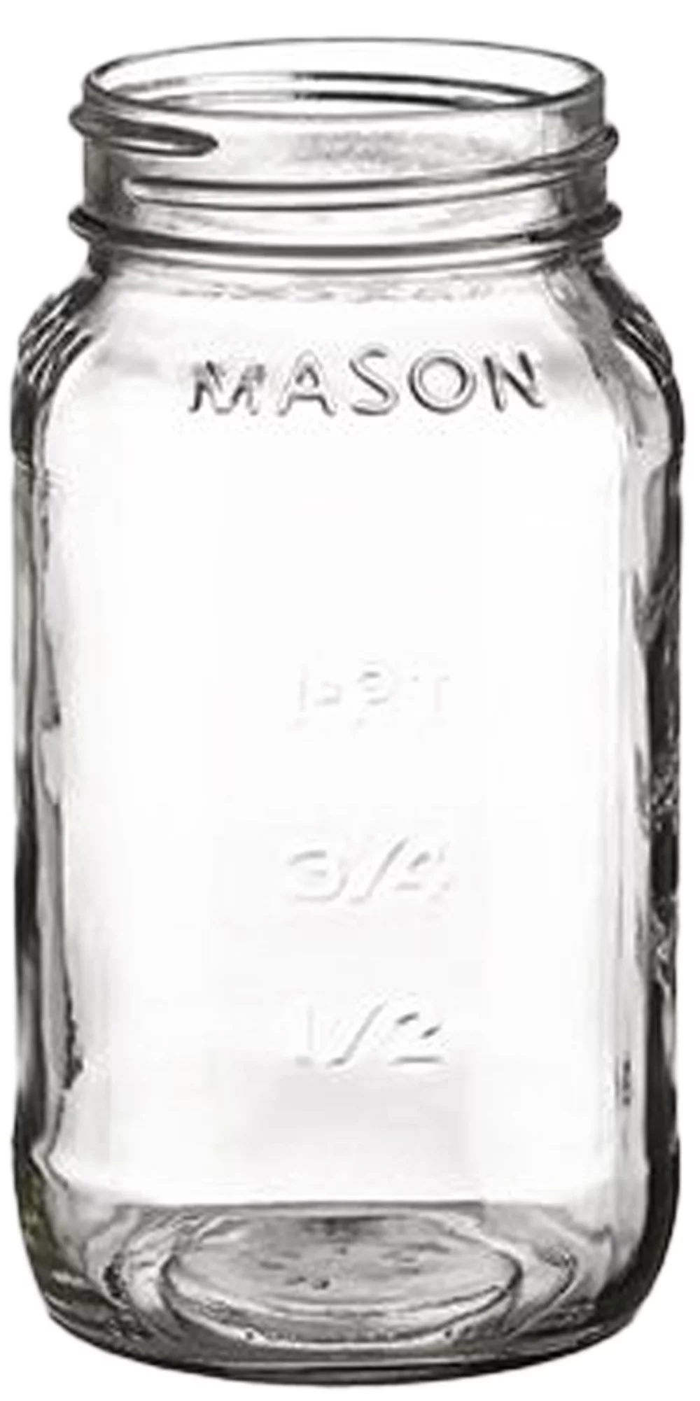Pot Mason de 24 oz, forme carrée, en verre gaufré.