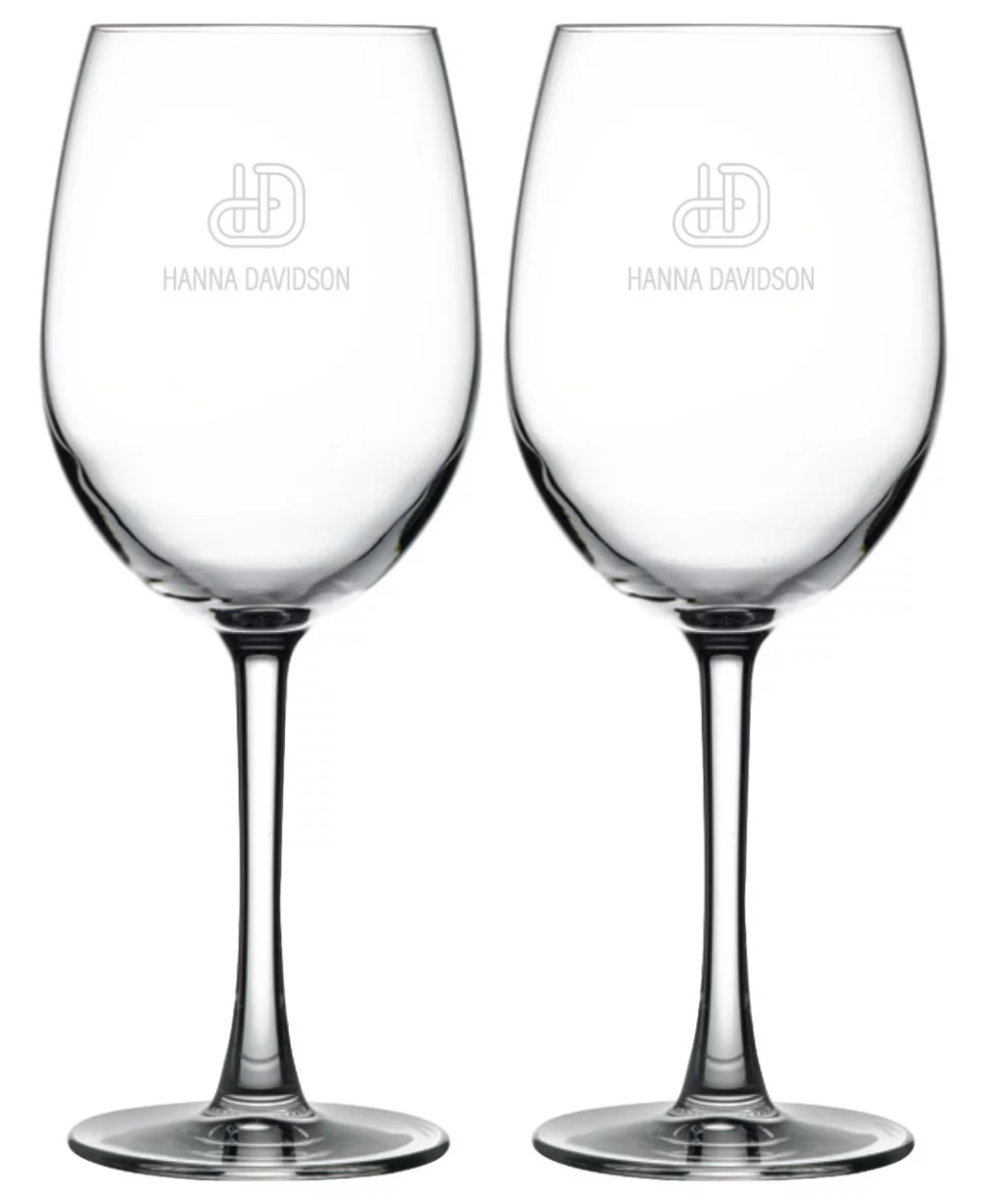 ~Arlington 16oz crystalline stemmed wine glass S/2 in an Ovation black gift box