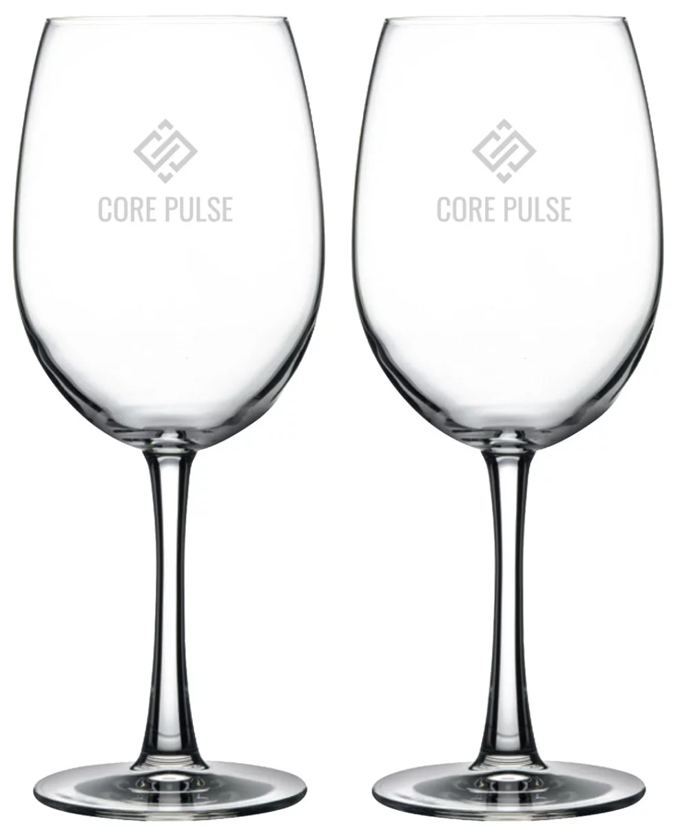 Verre à vin à pied cristallin Durham de 19,5 oz S/2 dans une boîte cadeau noire Ovation.