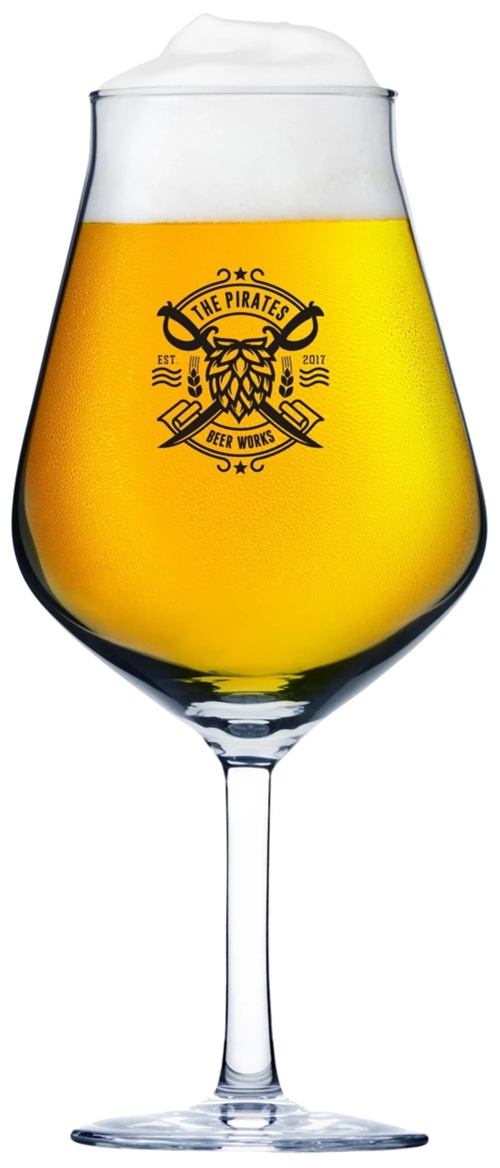 Hugo 14oz clear stemmed craft beer glass