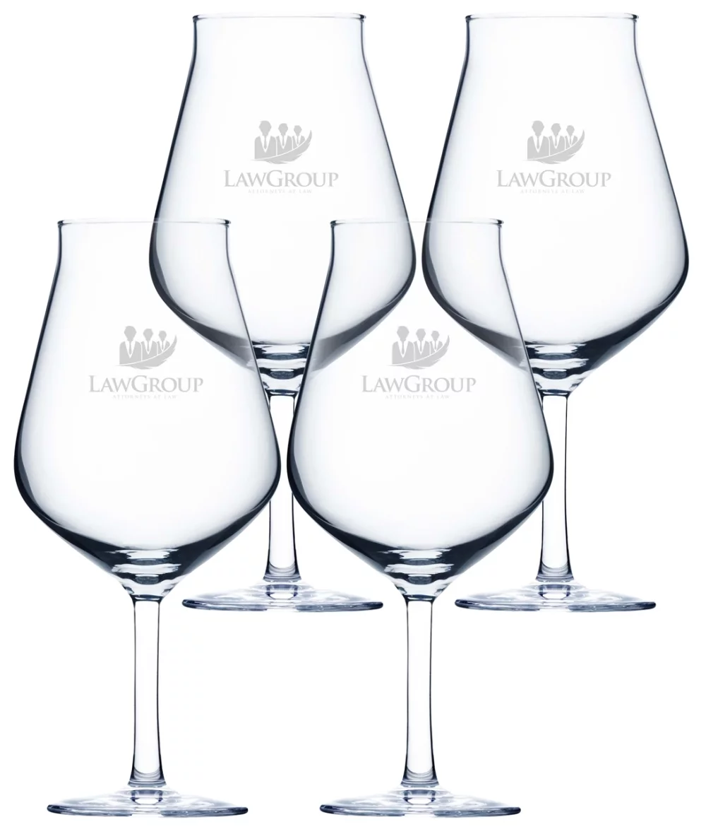 ~Hugo 14oz clear stemmed craft beer glass S/4 in a Noir box