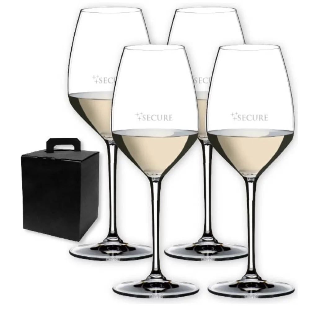 Ensemble de 4 verres à vin en cristal RIEDEL Riesling de 16,25 oz dans une boîte cadeau Noir.