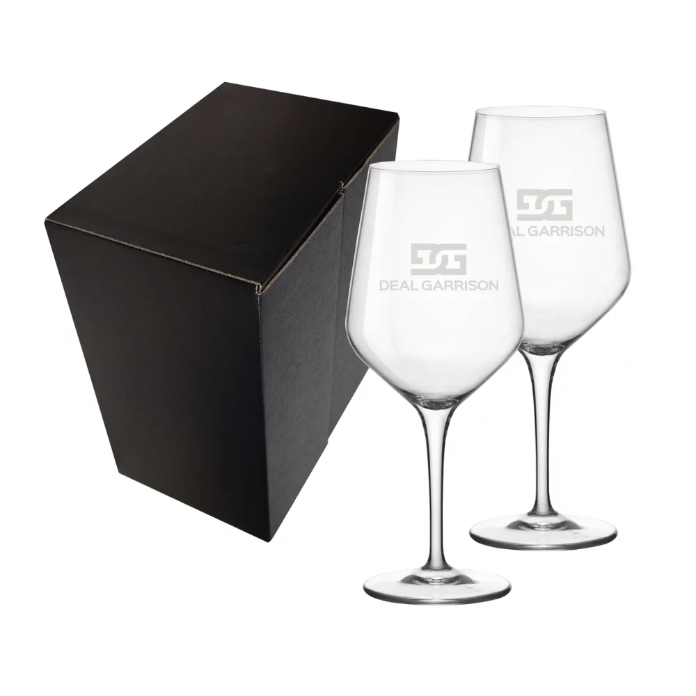 Verre à vin en cristal à pied Bormioli Rocco Electra Red de 22 oz, ensemble de 2 dans une boîte cadeau Shadow.