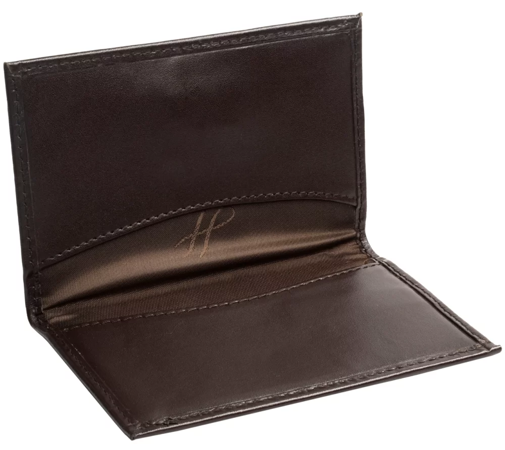 Traditional Business Card Holder brown genuine top grain leather