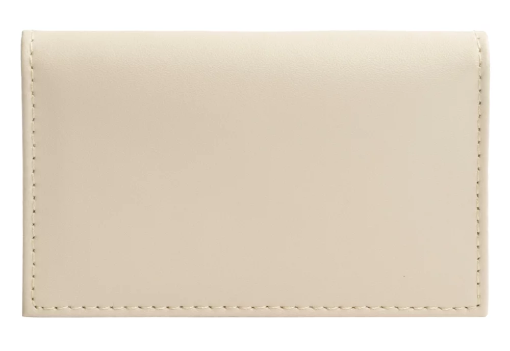 Traditional Business Card Holder tan bonded leather