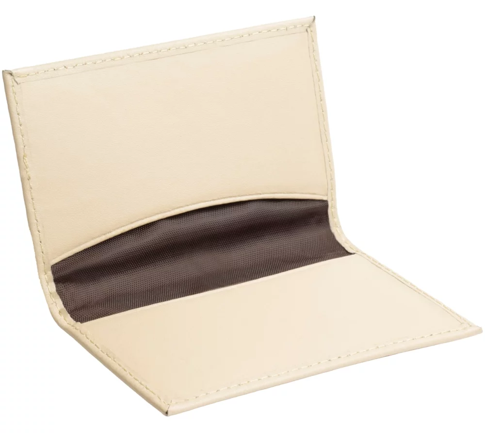 Traditional Business Card Holder tan bonded leather