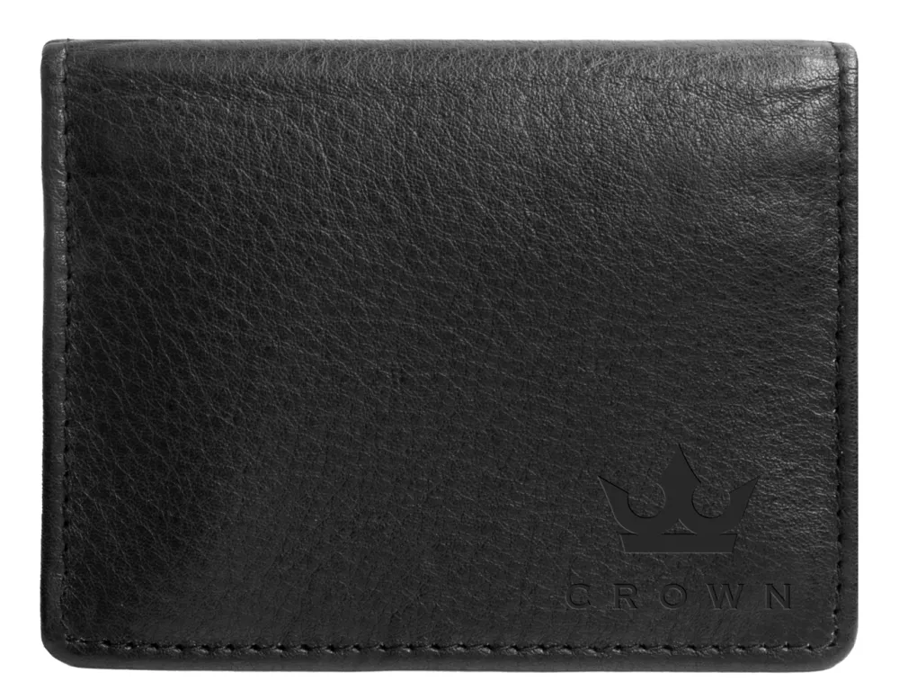 Porte-cartes de visite de luxe en cuir pleine fleur noir moulé