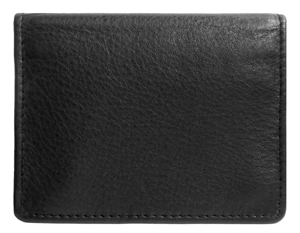 Porte-cartes de visite de luxe en cuir pleine fleur noir moulé