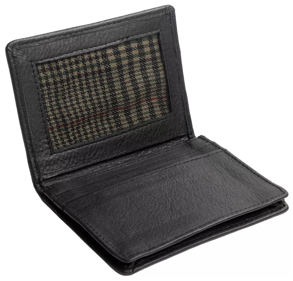 Porte-cartes de visite de luxe en cuir pleine fleur noir moulé