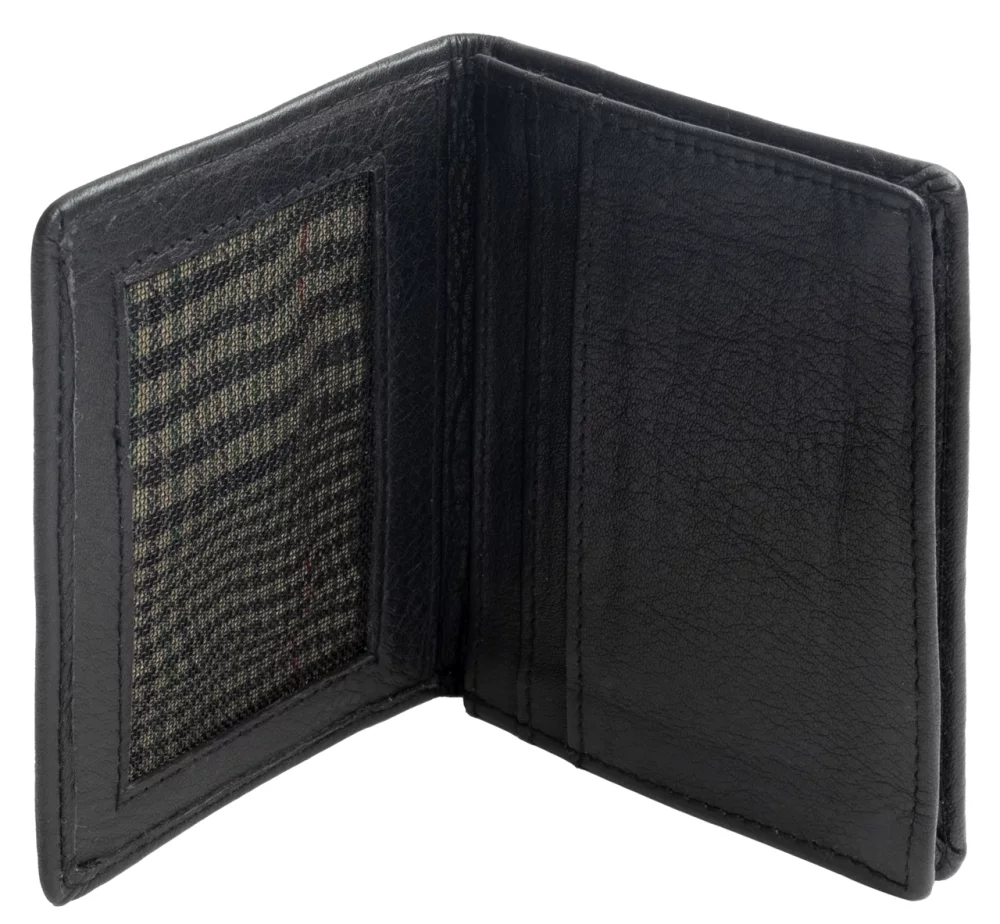 Deluxe Business Card holder black milled top grain cowhide