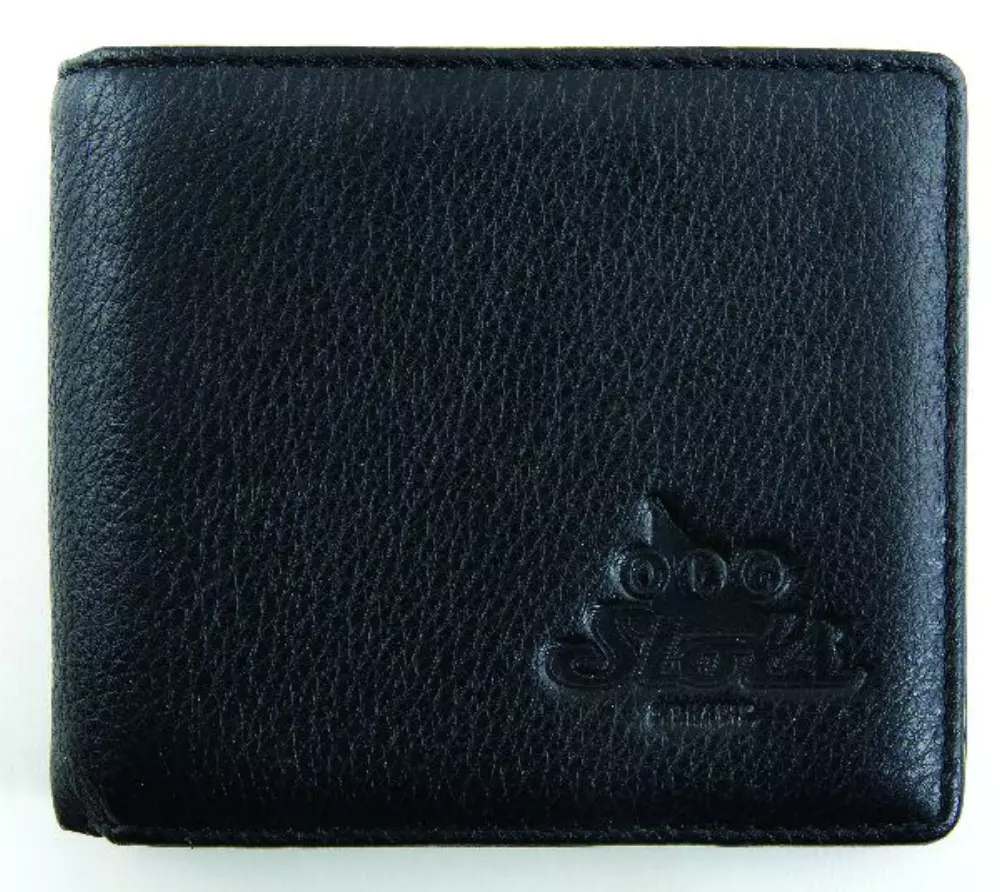 Portefeuille pour homme en cuir véritable noir, moulé, RFID
