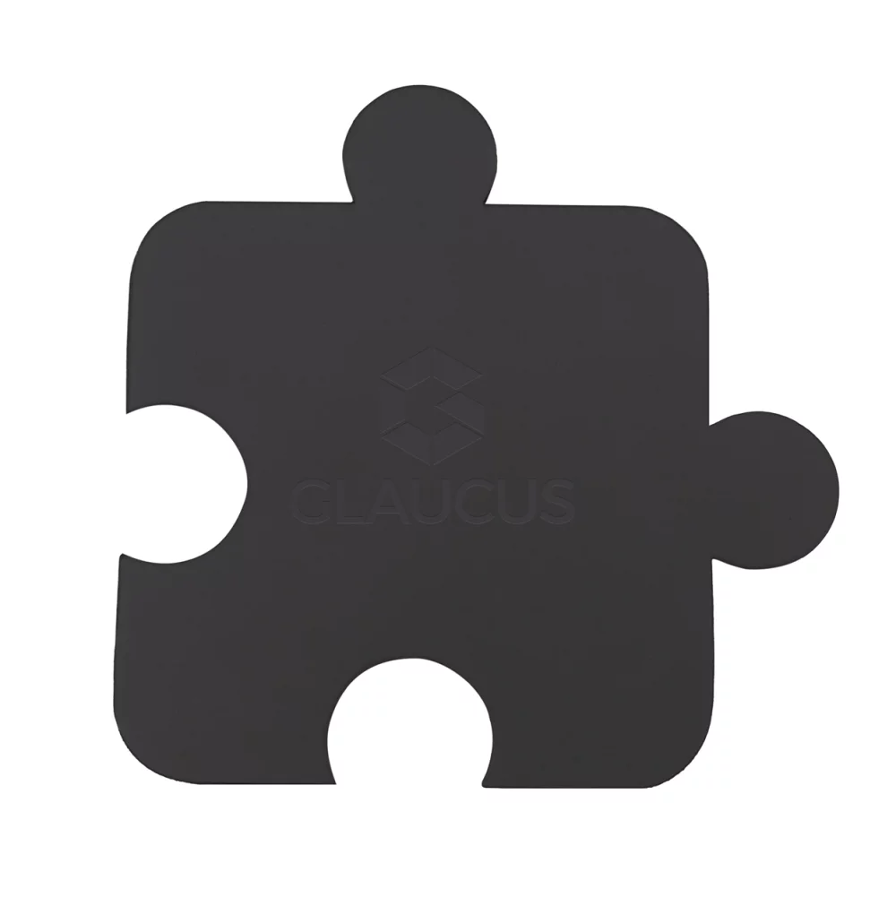 The Missing Piece single coaster black, Thick European Bonded Leather - no backing