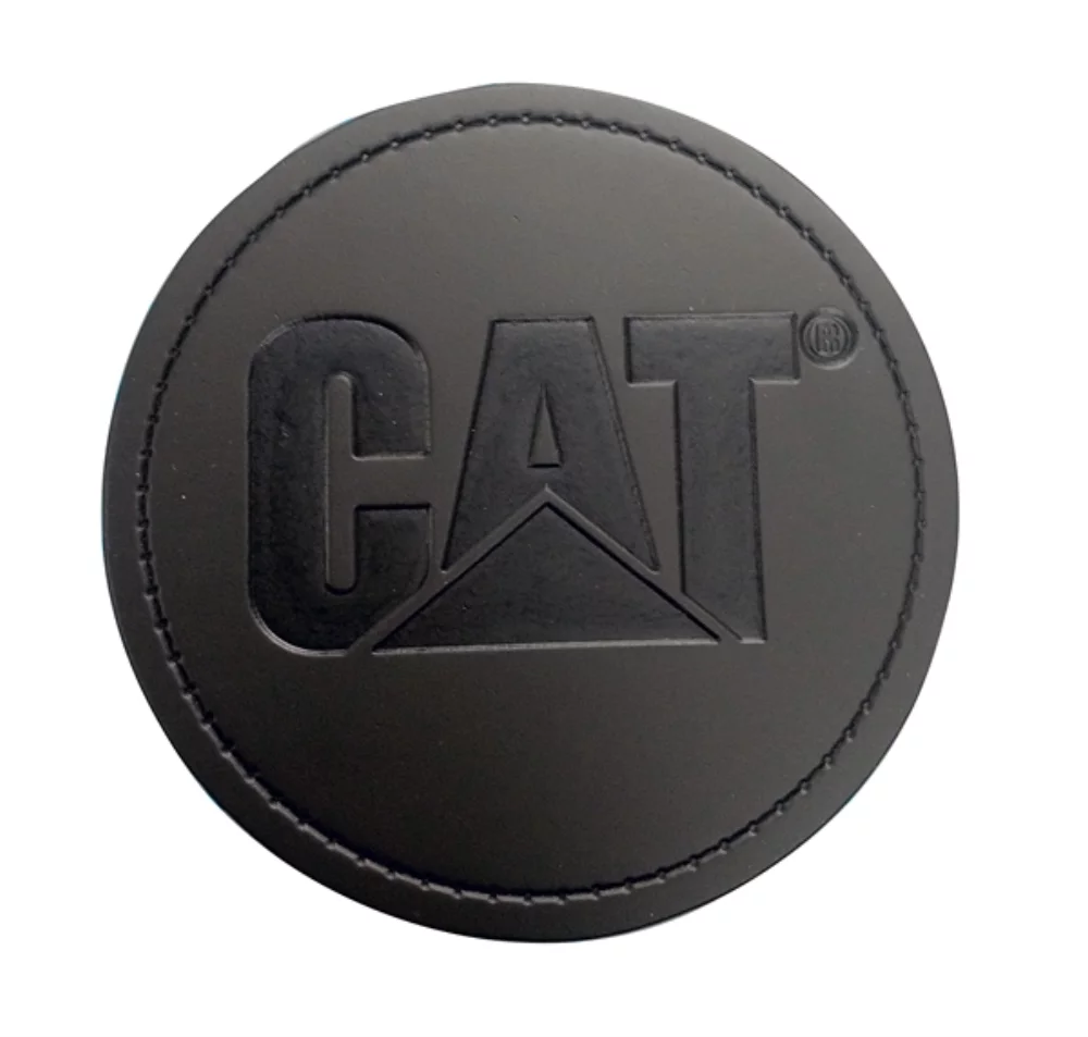 European Thick round single coaster black leather