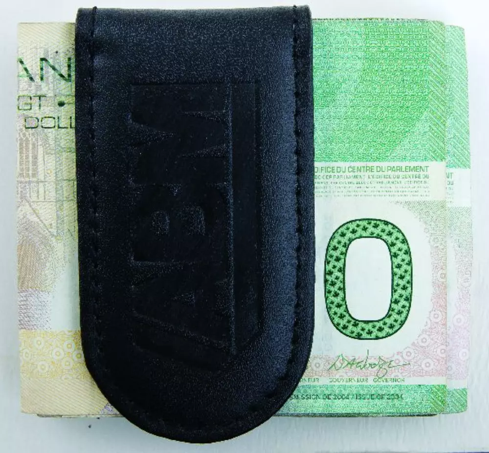 Leather Money Clip black