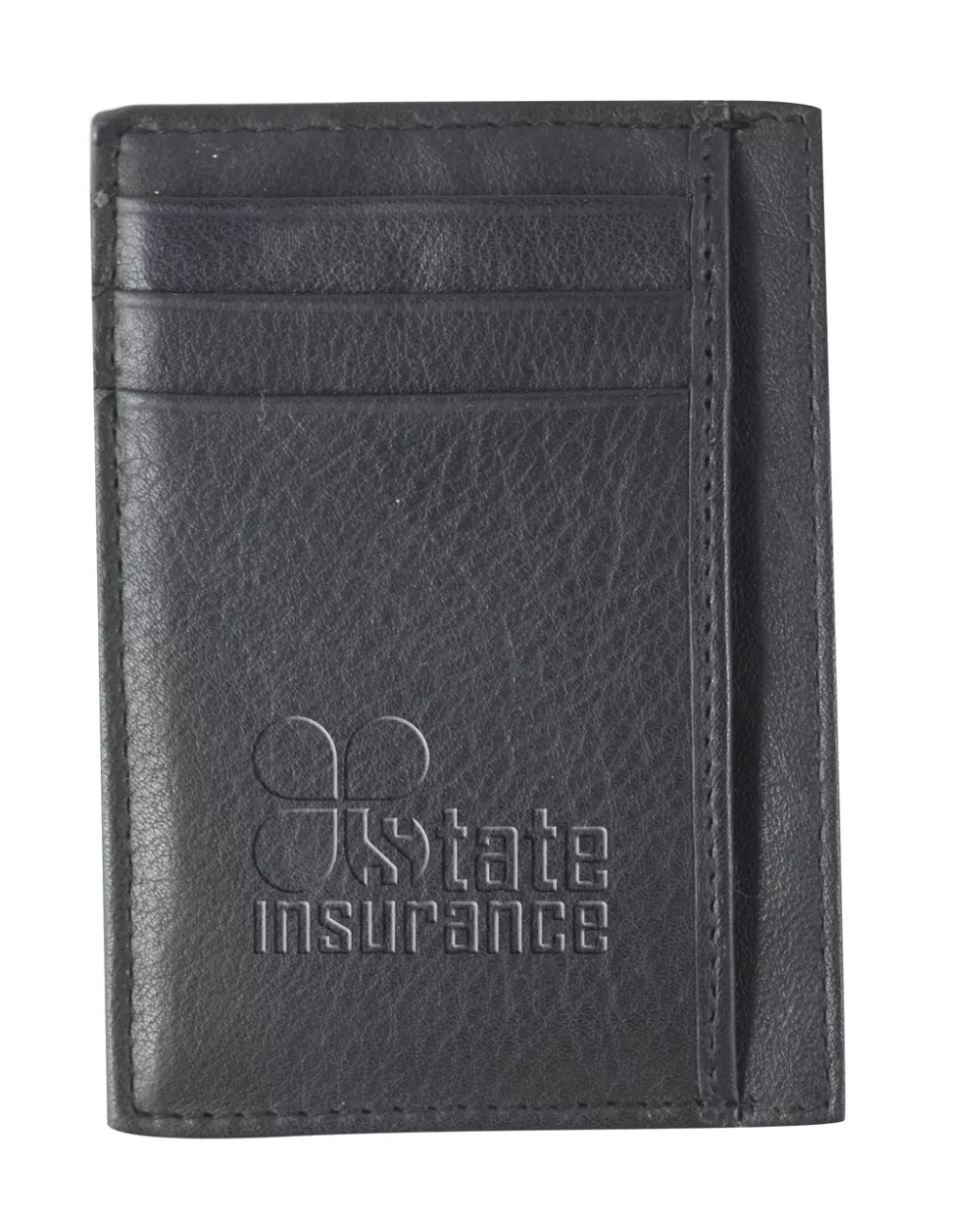 Porte-cartes de visite, en cuir véritable - noir