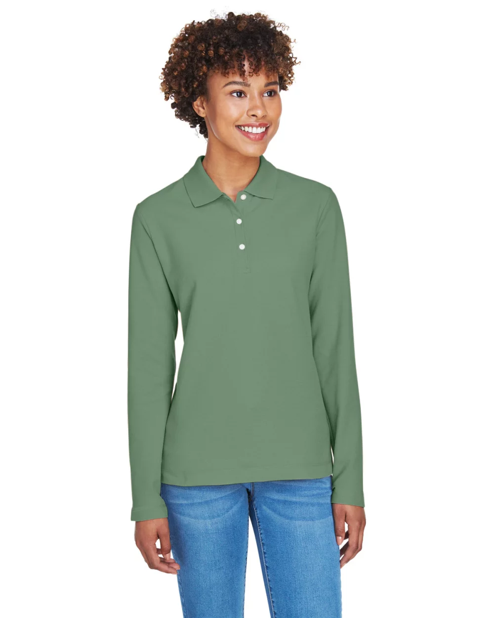 DEVON AND JONES Ladies' Pima Piqu? Long-Sleeve Polo