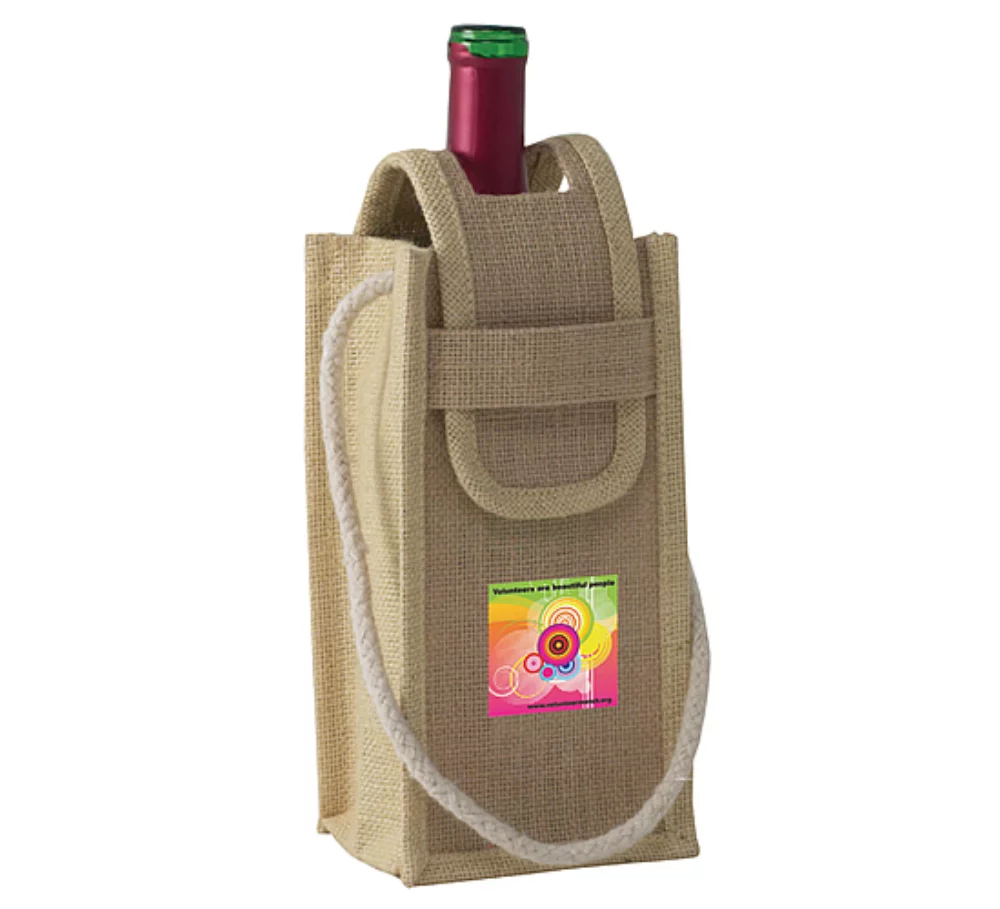 ** Jute Wine Carrier (Idezine Sticker decoration)