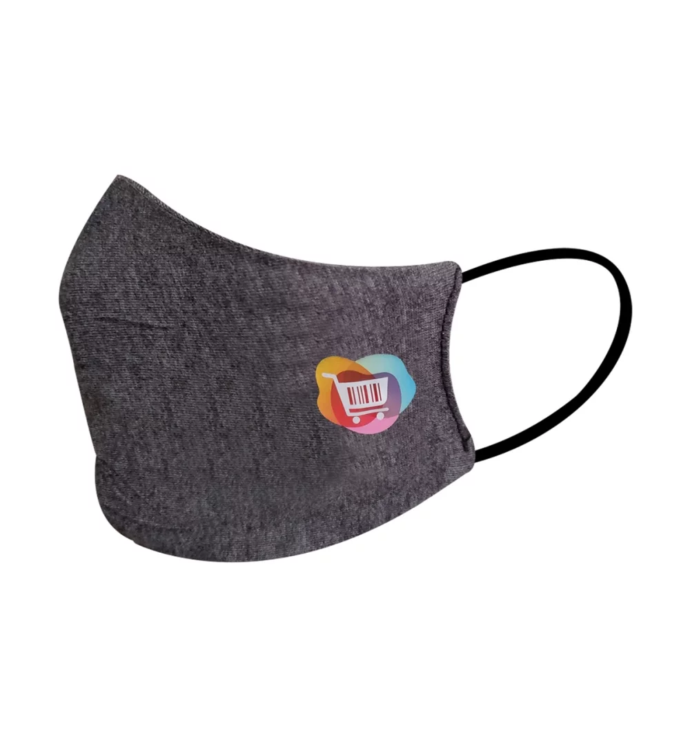 Adult Size Fashion Face Mask, 70% Cotton/30% Polyester, 2 layer, dark grey - Heat Transfer