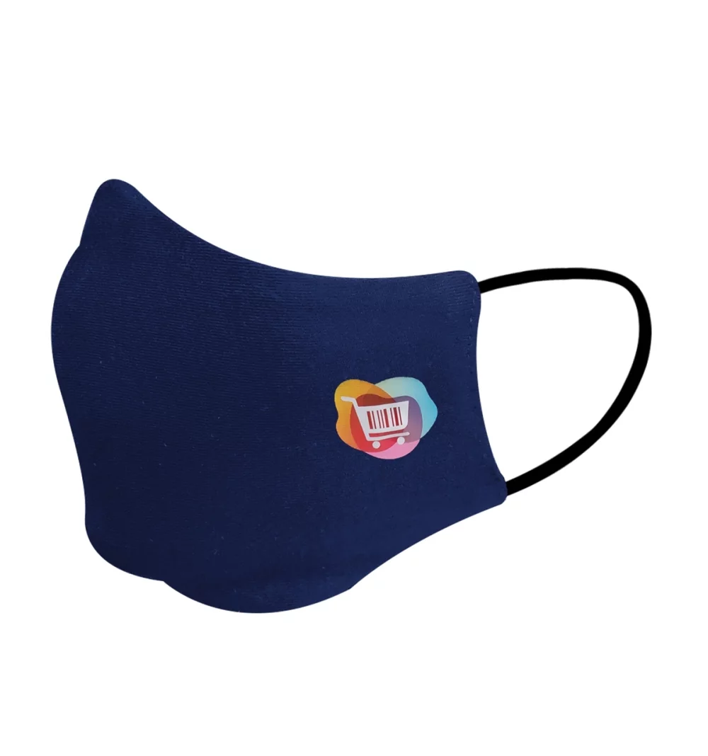 Adult Size Fashion Face Mask, 100% Cotton, 2 layer, navy -- Heat Transfer
