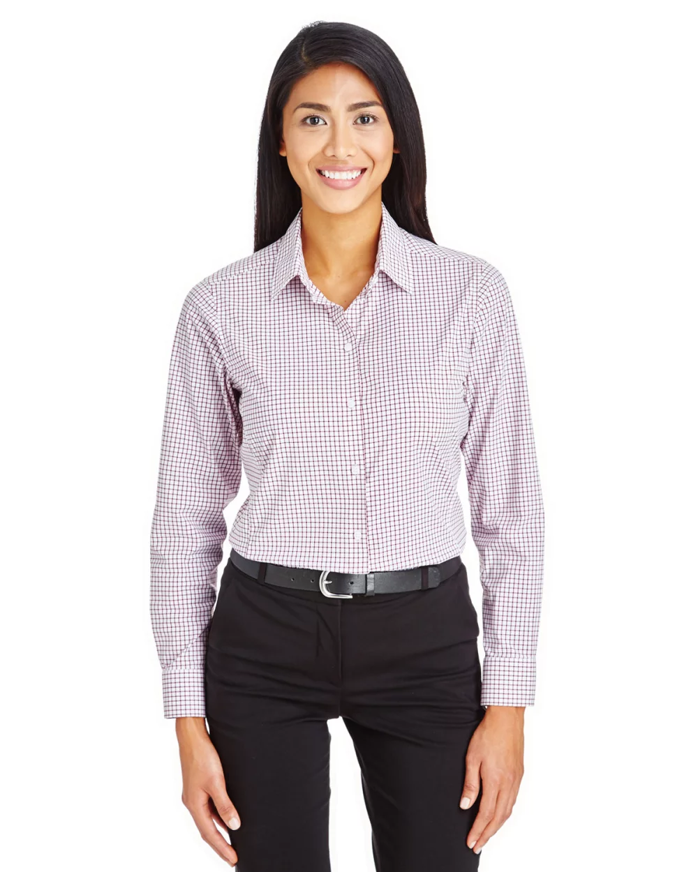 DEVON AND JONES CrownLux Performance??Ladies' Micro Windowpane Woven Shirt