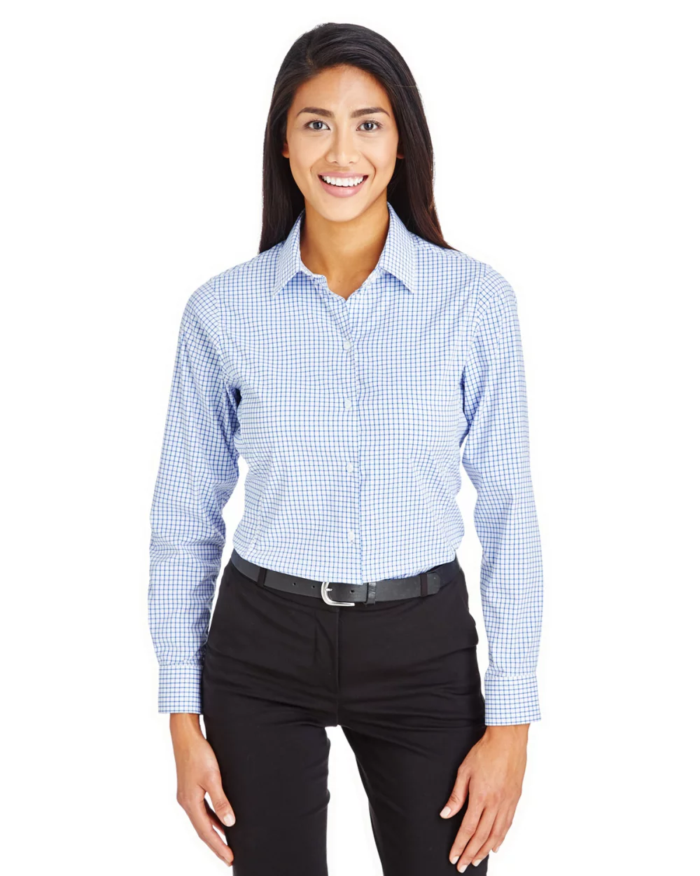DEVON AND JONES CrownLux Performance??Ladies' Micro Windowpane Woven Shirt