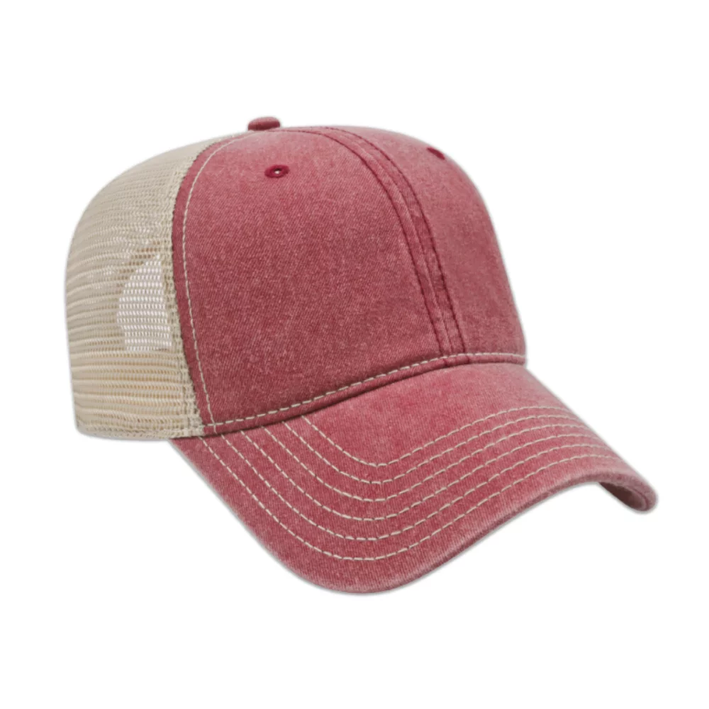 Casquette en maille lavée teinte pigmentaire non structurée