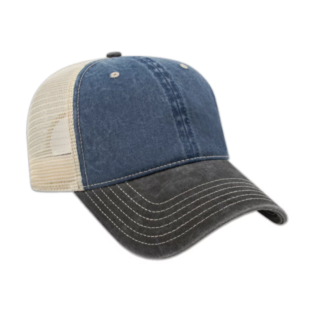 Casquette en maille lavée teinte pigmentaire non structurée